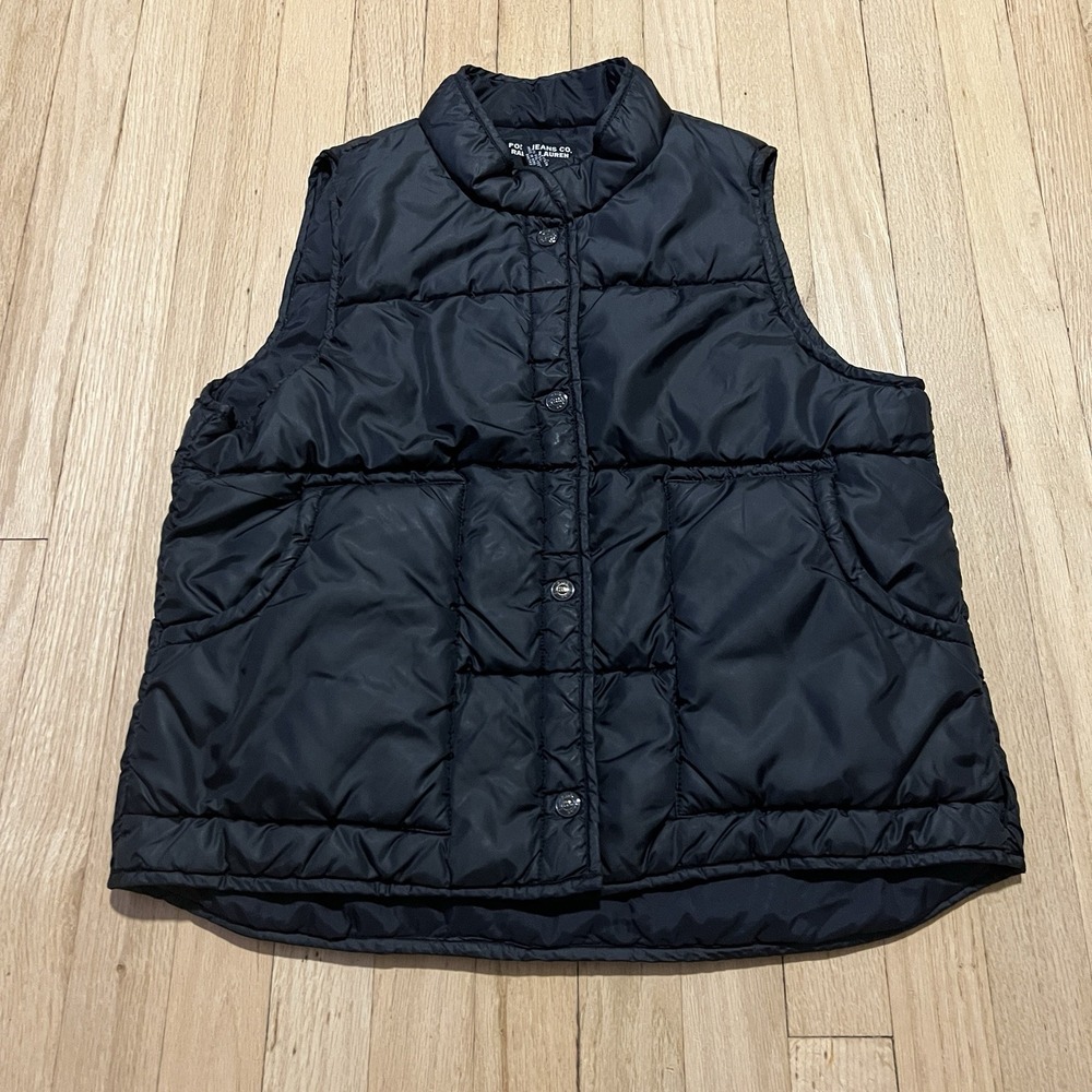 Vintage Polo Sport Ralph Lauren Puffer‎ Vest Jacket Womens Large Black Gorpcore